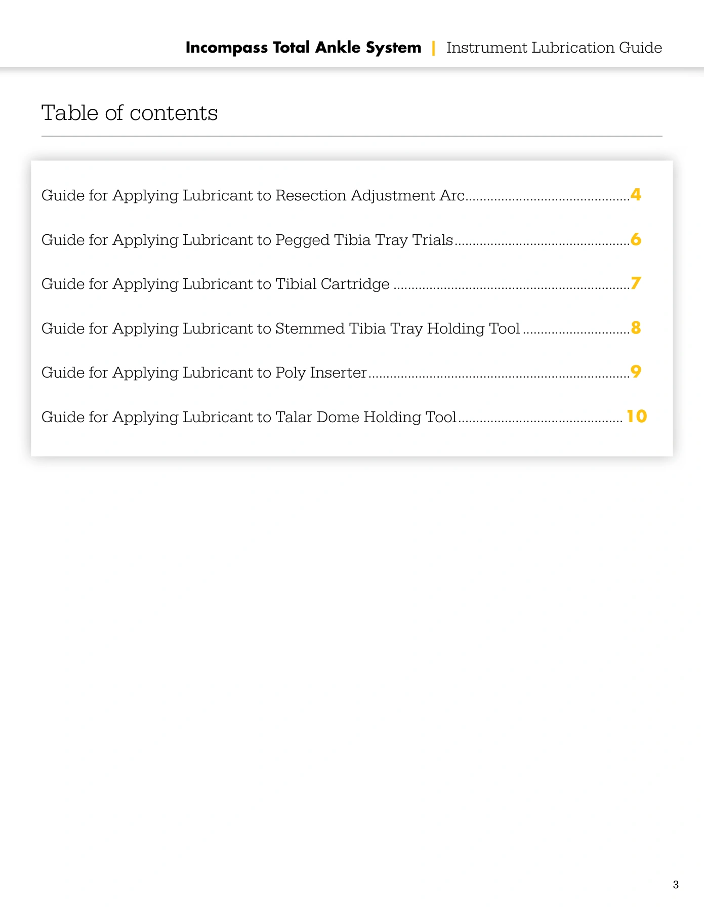 Incompass Total Ankle System Instrument Lubrication Guide, original page 3