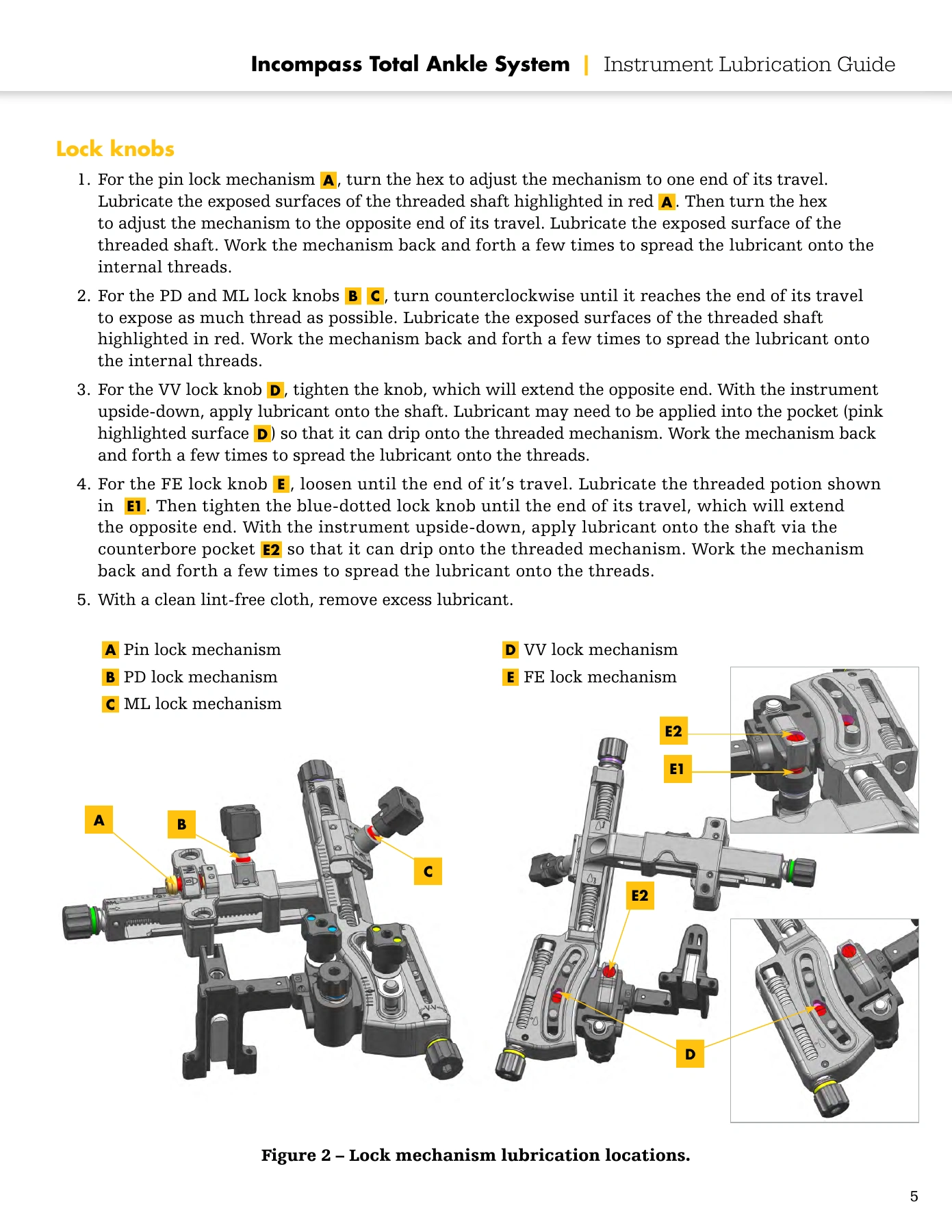 Incompass Total Ankle System Instrument Lubrication Guide, original page 5