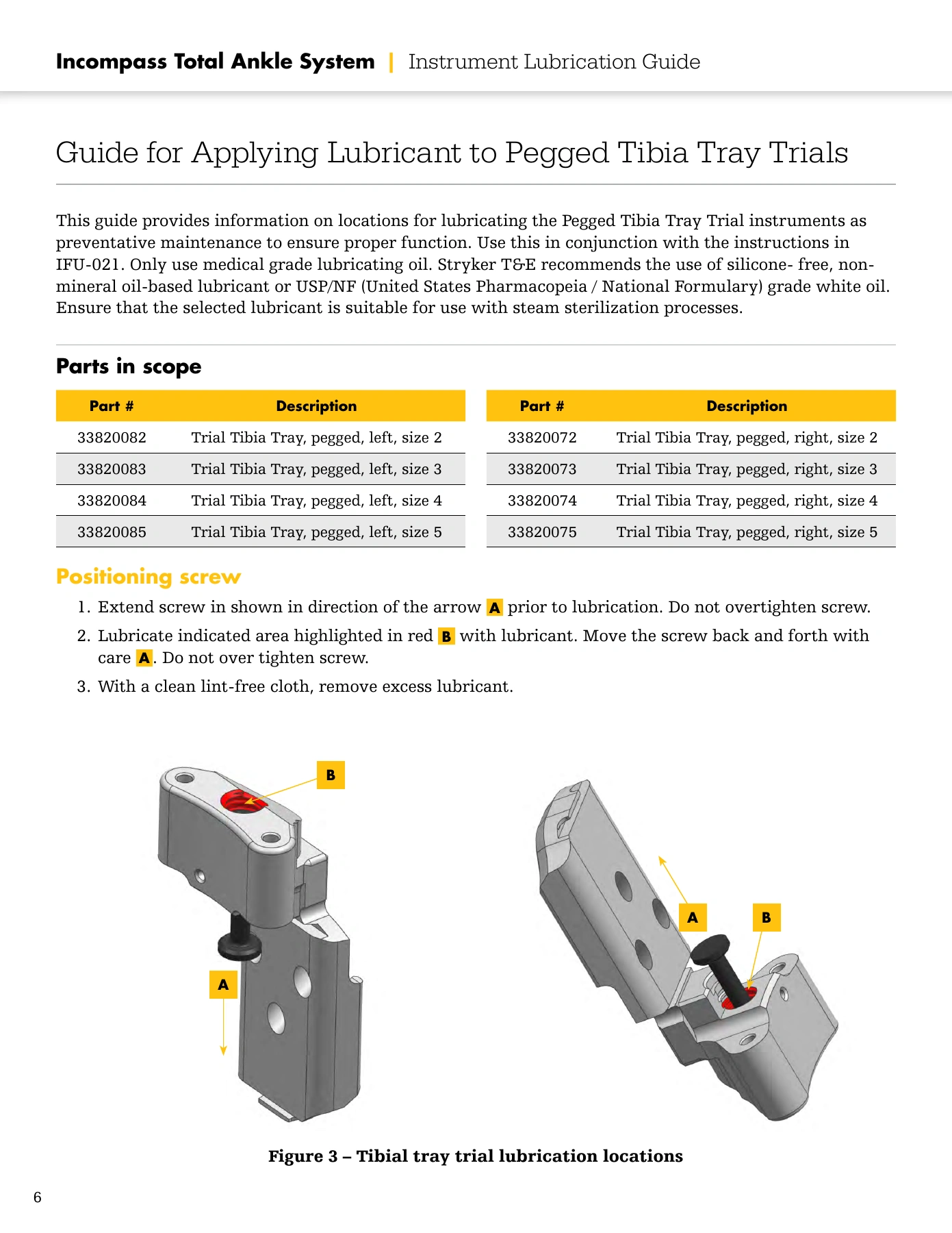 Incompass Total Ankle System Instrument Lubrication Guide, original page 6