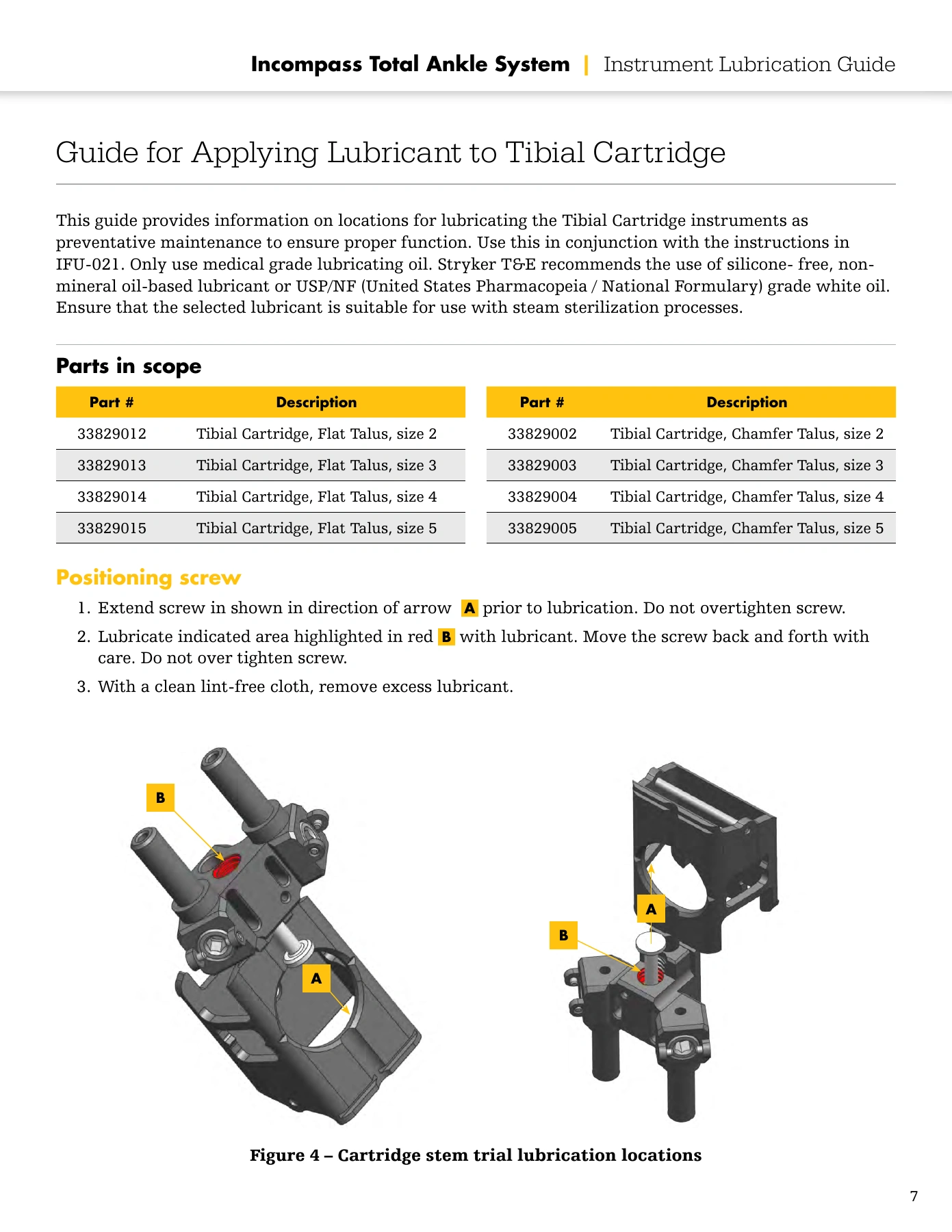 Incompass Total Ankle System Instrument Lubrication Guide, original page 7
